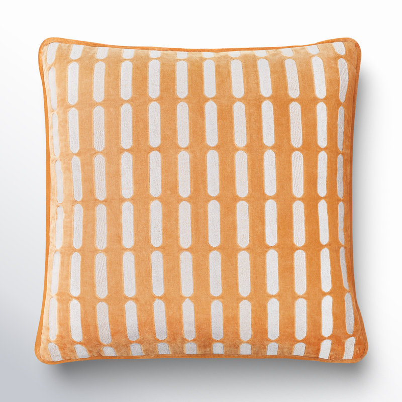 Coussin carré 100% coton Usman, H 18 po x l 18 po, Housse de coussin seulement - sans coussin, Orange persan / blanc