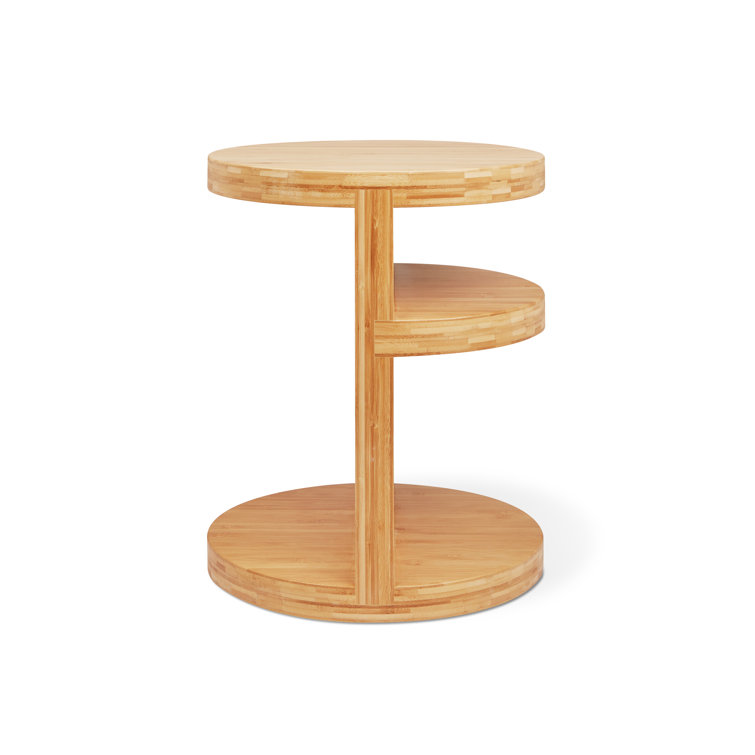 Gus Modern Monument End Table Natural Bamboo Plywood 