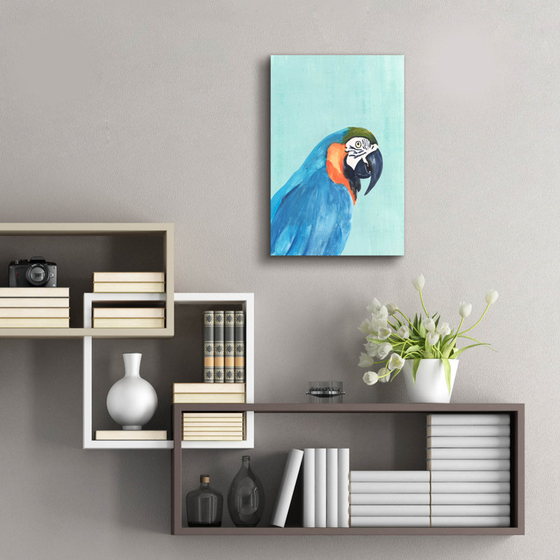  «Exotic Bird On Blue 1» par Annie Warren, art mural en verre acrylique, 16 po x 24 po, H 24 po x l 16 po