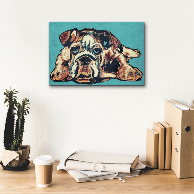 «Cute Bulldog» par Irena Orlov, art mural sur toile, H 12 po x l 18 po