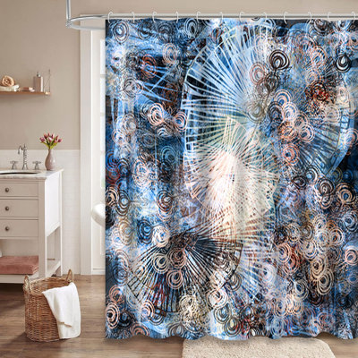 Rideau de douche à motif floral avec 12 crochets