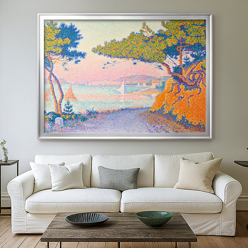 Golfe-Juan-Paul Signac-Toile tendue avec châssis-1896, 30 x 5 x 42,5, Toile avec cadre, Argent