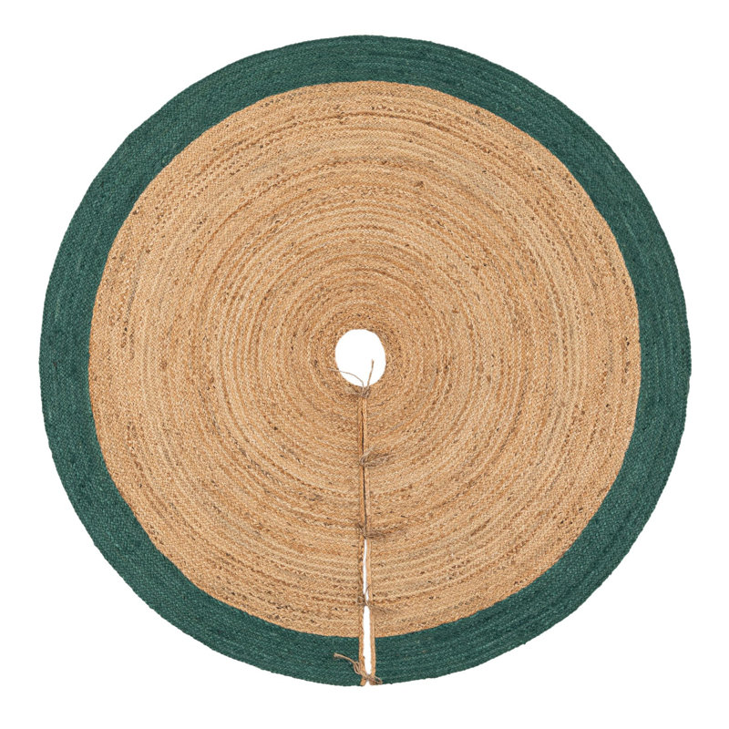 Jupe d'arbre de Noël à tisser Unique, Rond 6 pi 1 po, Vert / beige