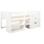 Lit mezzanine simple antique blanc avec deux tablettes et tiroirs pour le rangement de la chambre à coucher en tout confort