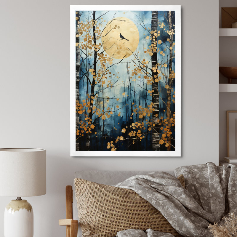 Zakhari Birch Woods Moonlit Symphony I sur impression sur toile, Cadre photo blanc, H 32 po x l 16 po x P 1 po