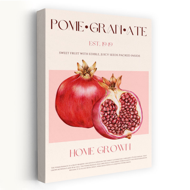 «Ripe Red Pomegranates Vibrant Fruit Plant», art mural, H 18 po x l 12 po
