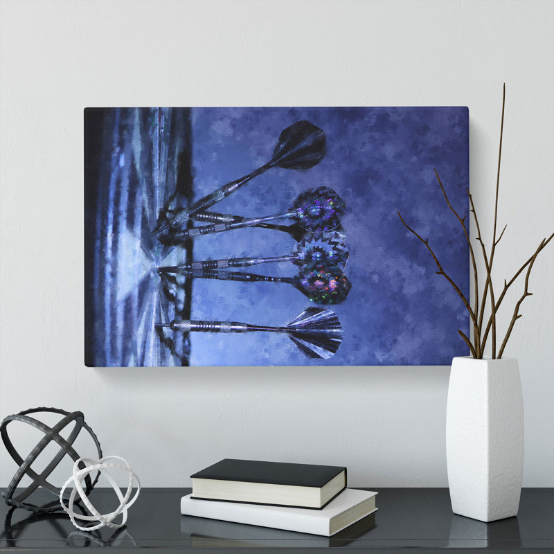 Darts And Dartboard - Wrapped Canvas Print, 50cm H x 76cm W x 3cm D