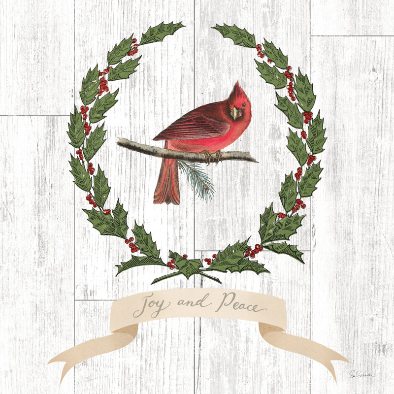 Joyful Tidings VII On Distressed Wood by Sue Schlabach - Wrapped Canvas Print, 30cm H x 30cm W x 3.8cm D