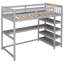 Lit mezzanine simple avec tablettes de rangement et bureau sous le lit-631707289-631707294