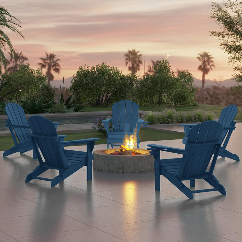 HDPE Patio Folding Adirondack Chair, Royal Blue