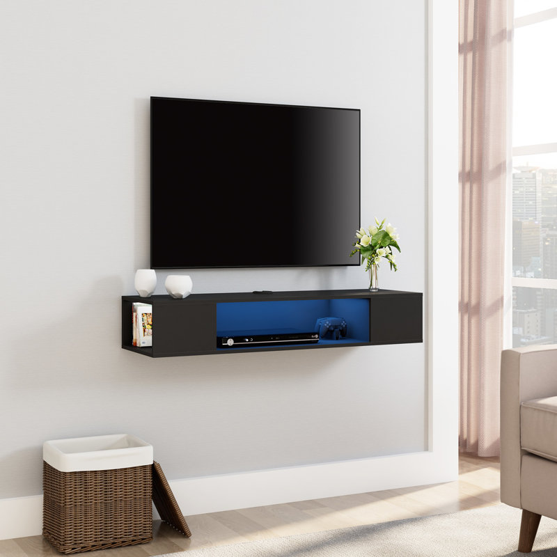 Meuble audio-vidéo pour téléviseur de 55 po ou moins Chandru, Gris / bleu clair