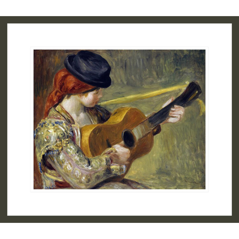 «Girl With a Guitare» par Pierre-Auguste Renoir, impression giclée sur cadre, H 17,75 po x l 20,55 po