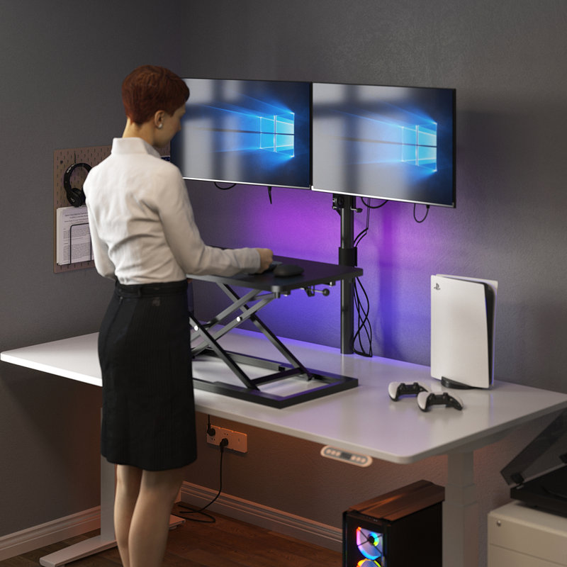 Standing Desk Converter Height Adjustable, Sit To Stand Up Desk Riser Computer Workstation Use In Laptop And Single Monitor Ergonomic Desktop Workstation For Home Office -24Inch Black