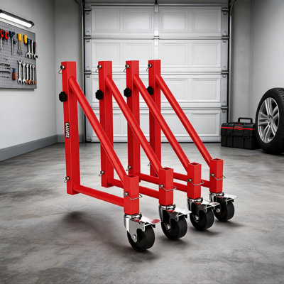 Paquet de 4 roulettes échafaudage de 5 po, capacité 1000 lb Q235 en acier pour pieds d'échafaudage de 1,57 po, rouge