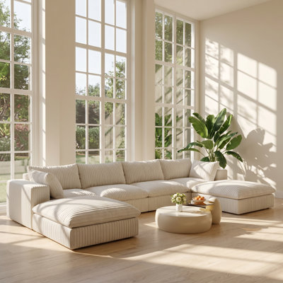 Canapé modulaire en velours côtelé l 78,8 po x P 157,6 po x H 24,0 po Cloud