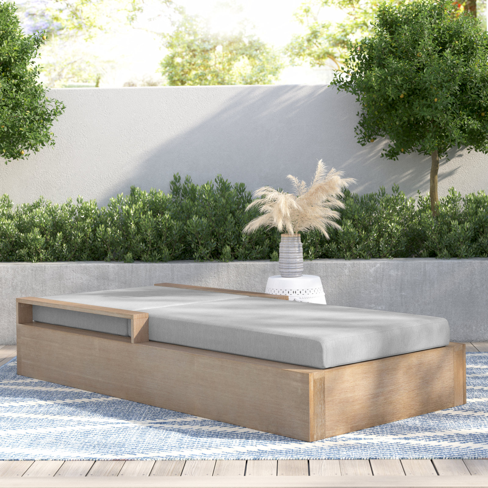 Azul 78" Eucalyptus Patio Chaise Lounge, Gray