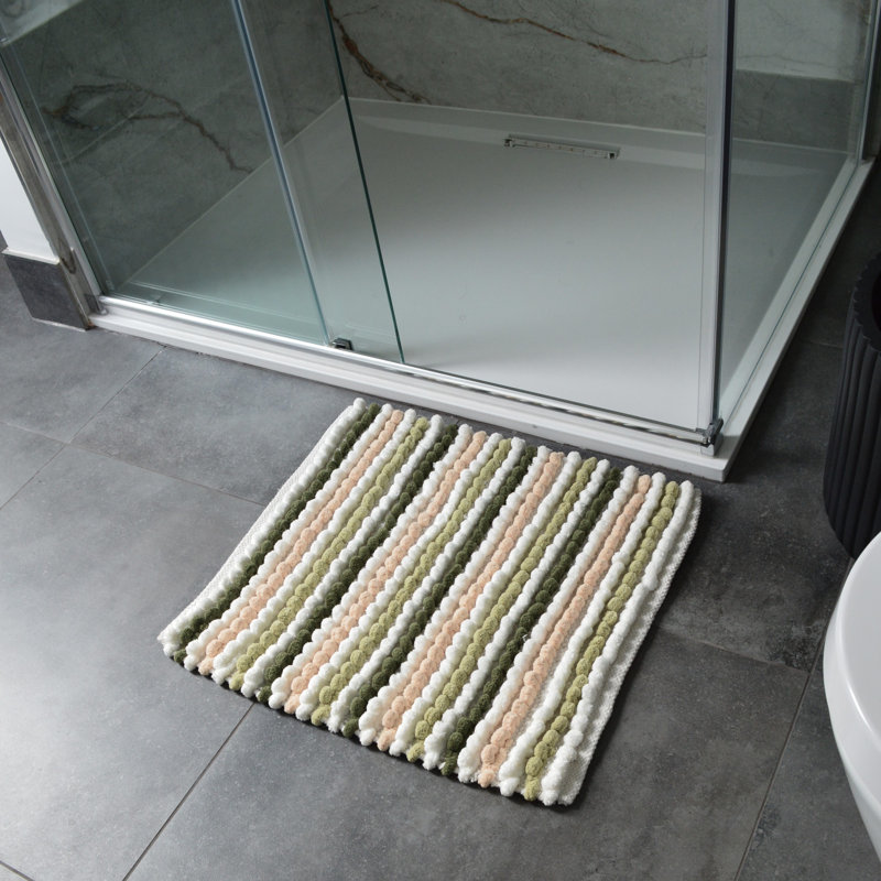 Kupar Chunky Bobble Square Bath Mat, Green