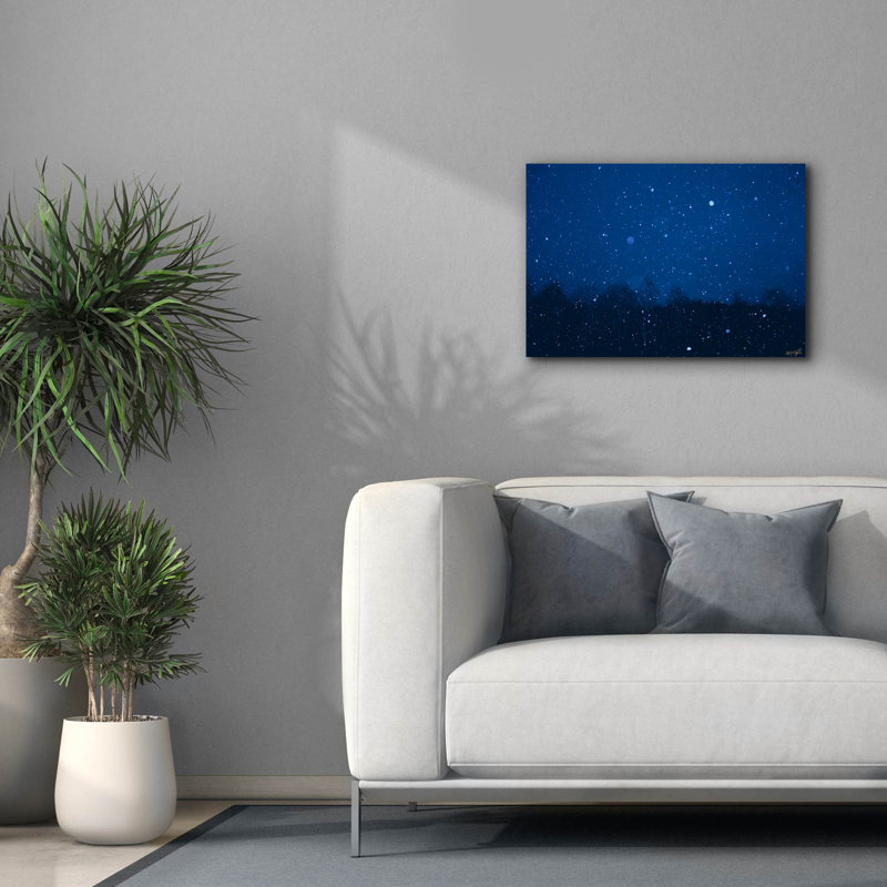  «Blue Night Winter Forest 2» par Life BeautifuLEE, art mural sur toile, 26 po x 18 po, H 18 po x l 26 po