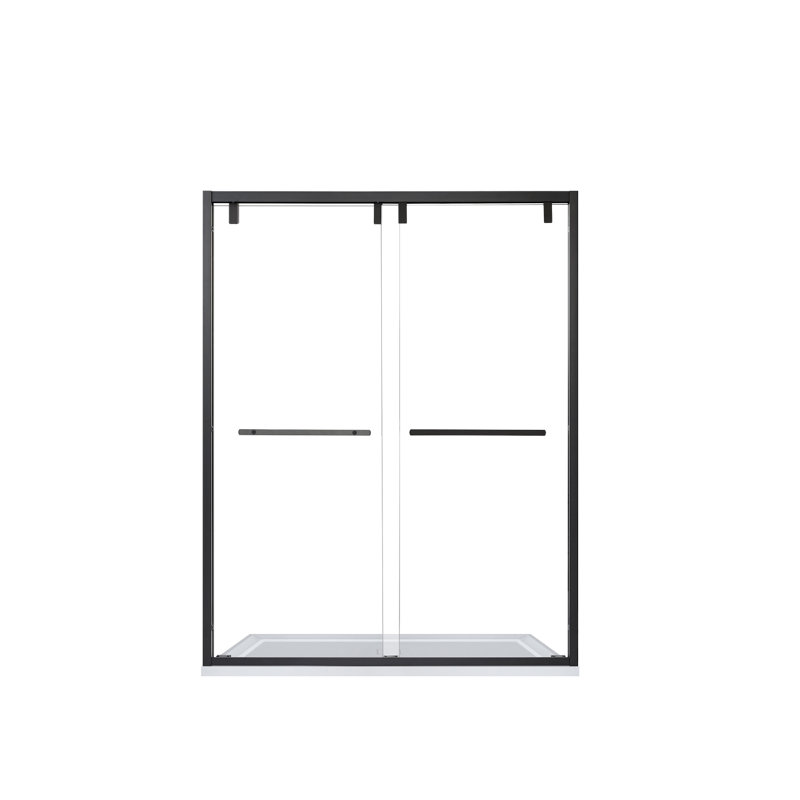 60" W x 76" H Double Sliding Framed Shower Door, Matte Black