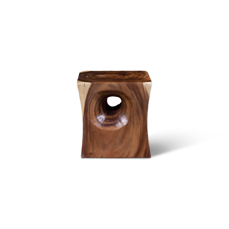 Acacia Wood Square Brown Side Table with Natural Grain