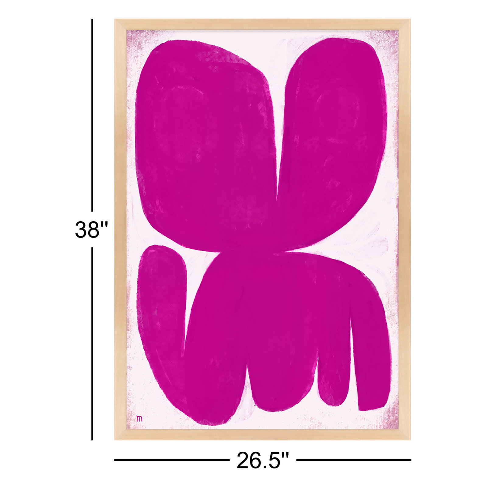 Magenta Moth by StudioM, Maple, 38" H x 26.5" W x 1.25" D
