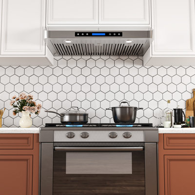 Hotte sous un meuble à conduit 36 pouces, 800 pi³ / min, 4 vitesses, télécommande en acier inoxydable et panneau tactile avec lumières DEL