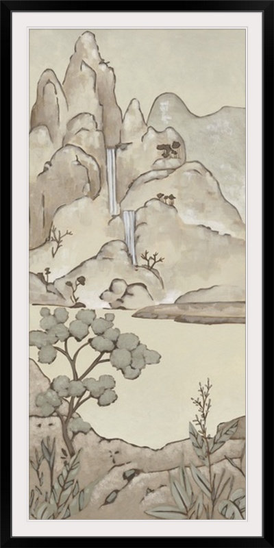 « ii » chariklia zarris, impression Chinoiserie Landscape, Cadre noir, H 38 po x l 21 po x P 1 po