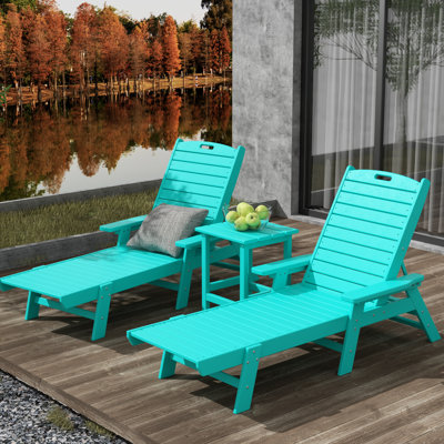 Shavon 48" Long Reclining Chaise and Table 3 Piece Set