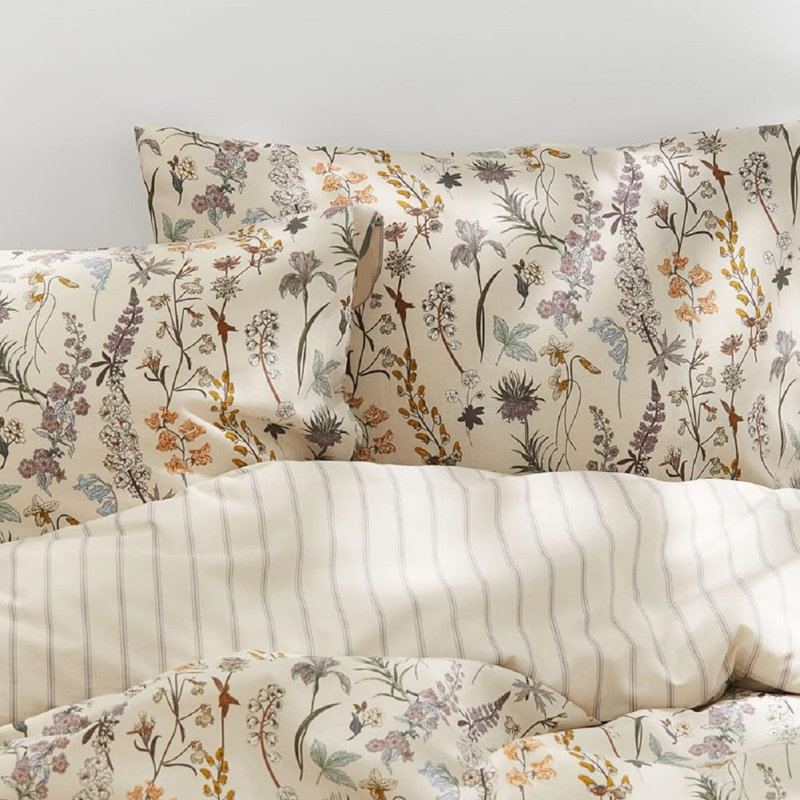 Housse de lit Flower Bedding, Housse de couette grand et 2 taies d'oreiller stan