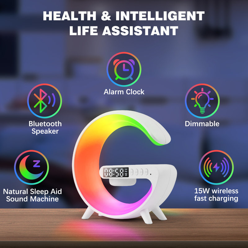Multifunctional Bedside Sleeping Lamp Bluetooth Audio Alarm Clock Wireless Charge Night Light