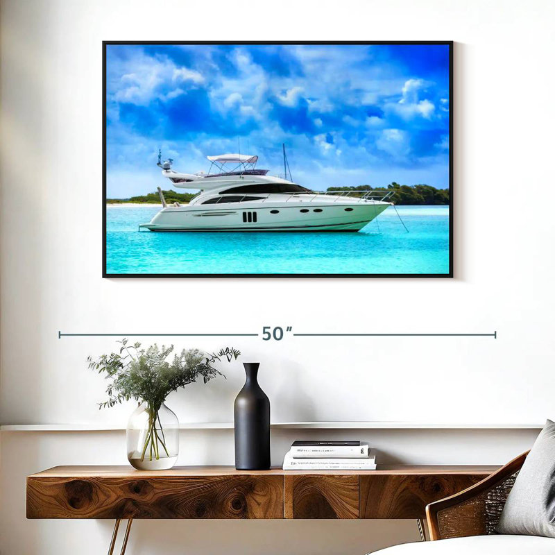 Yacht de luxe des Caraïbes, 40 po x 27 po, Cadre flottant noir