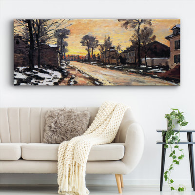 «Road At Louveciennes, Melting Snow, Sunset, 1870», reproduction sur toile