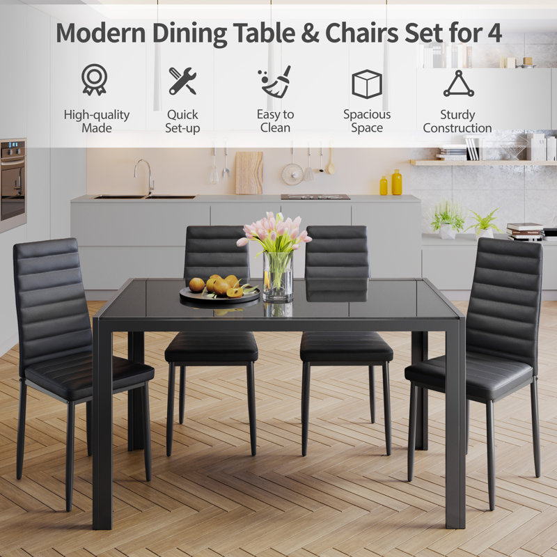 Latoyta 5 - Piece Glass Top Dining Set
