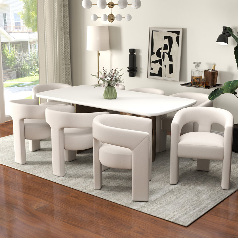 Upholstered Velvet Dinning Chair, Beige