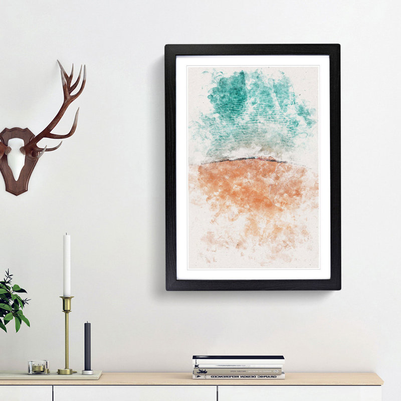 Cabo San Lucas Beach Mexico Watercolour - Picture Frame Graphic Art, 63cm H x 45cm W x 2cm D, Black Framed