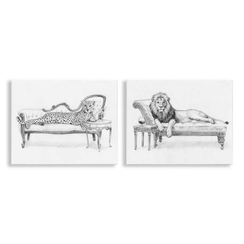 Ensemble de 2 plaques murales Lounging Jungle Beasts, design par Victoria Barnes