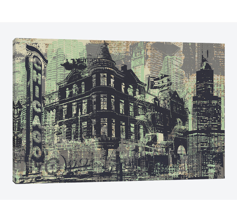 Chi-Town, impression sur toile tendue, H 18 po x l 26 po x P 1,5 po, Toile tendue, Pas de tapis