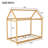 Twin Size Wooden House Bed, Wood Color
