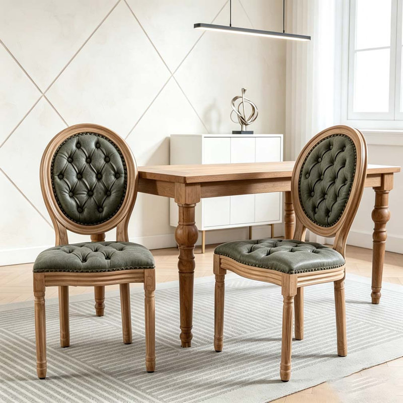 Chaise en bois massif, Olive Green