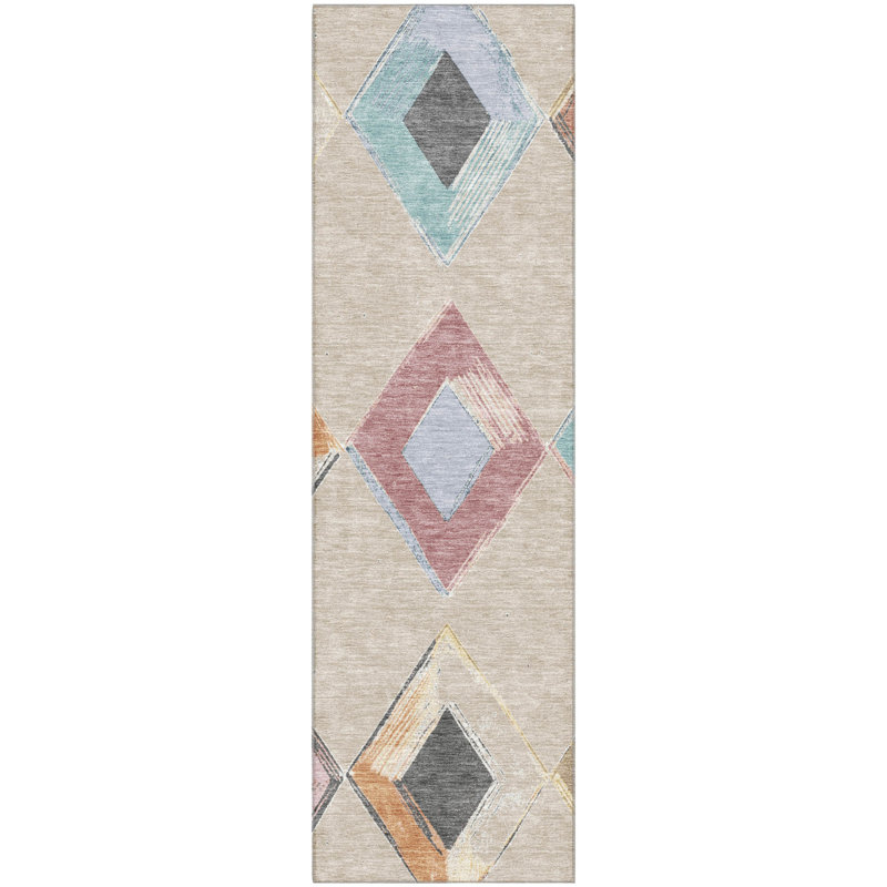 Premium Machine Washable Ariel Geometric Rug, Runner 2'3" x 7'6"
