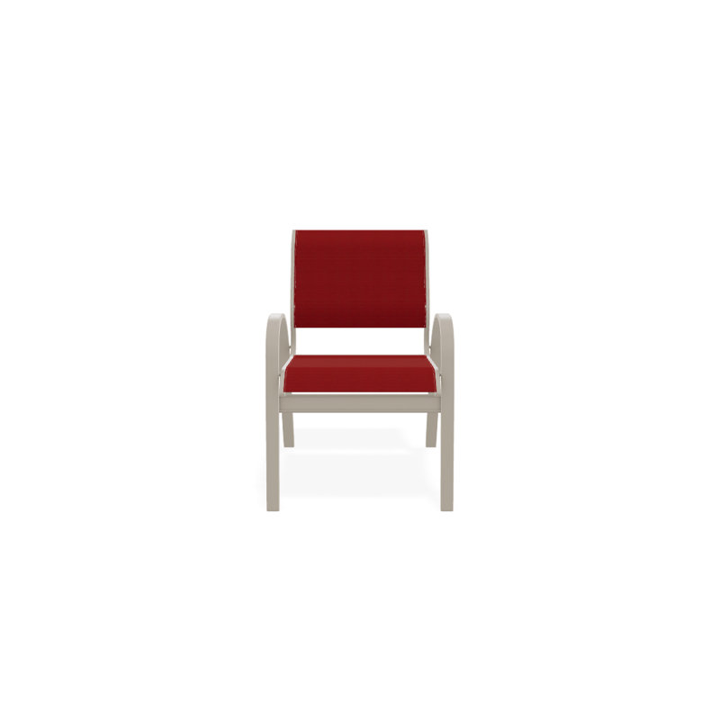 Chaise de patio empilable Hiraku, Rouge 1D Sunbrella®, Désert texturé