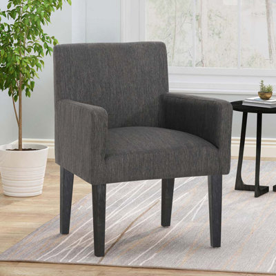 Fauteuil décoratif, accoudoirs modernes, tissu texturé gris anthracite