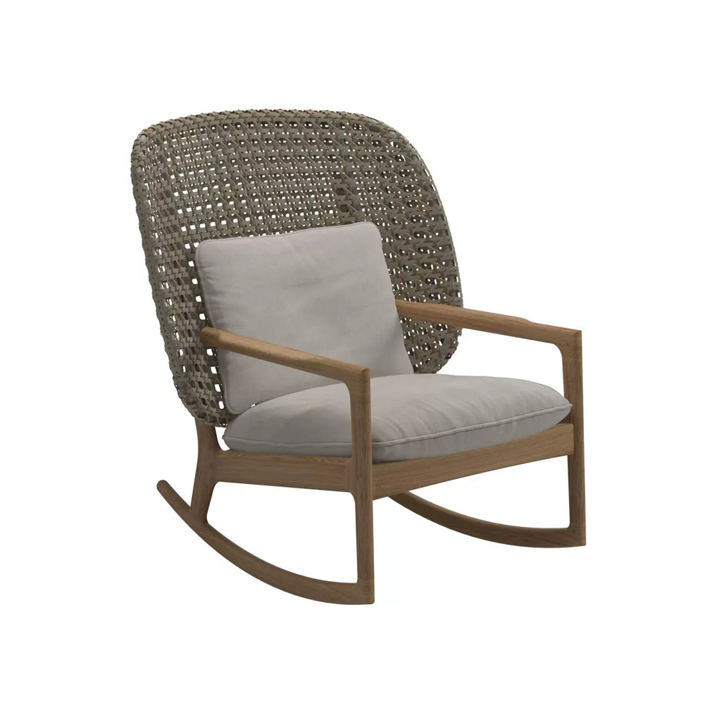 ChairVogue Modern teak rattan rocking chair | Wayfair