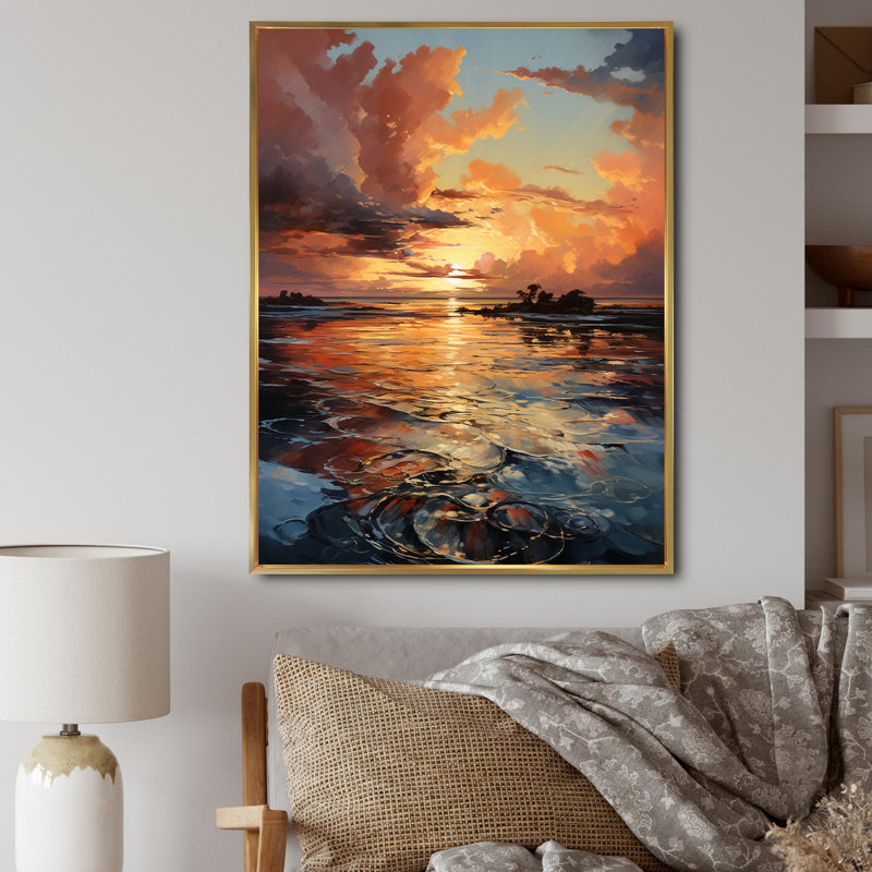 Beardstown Sunset Ocean Horizons I - impression, H 20 po x l 12 po x P 1 po, Cadre flottant doré