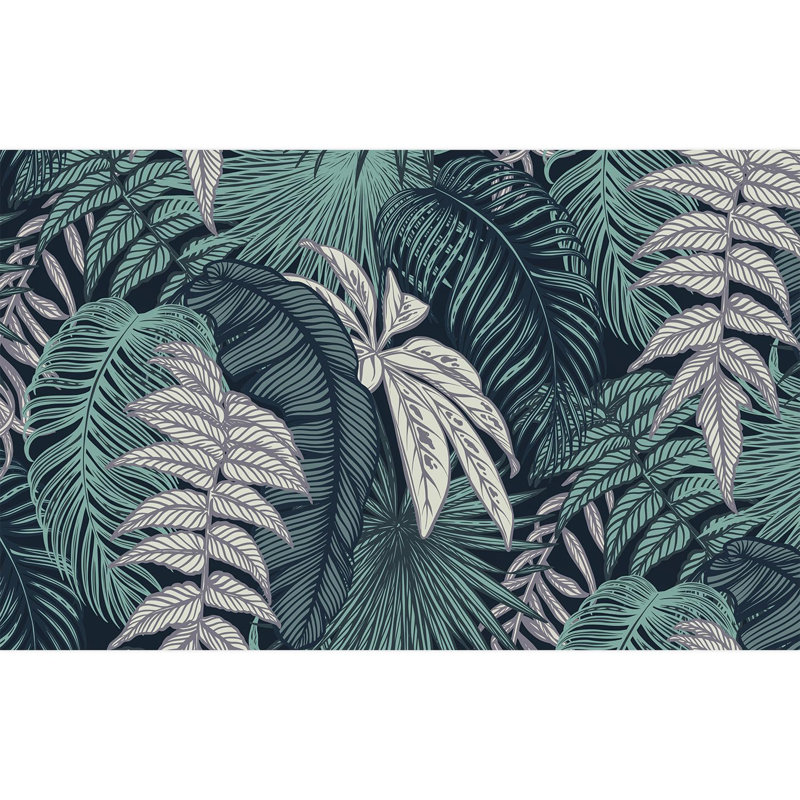 Toile luxuriante à feuilles tropicales vert foncé, L 120 po x l 192 po