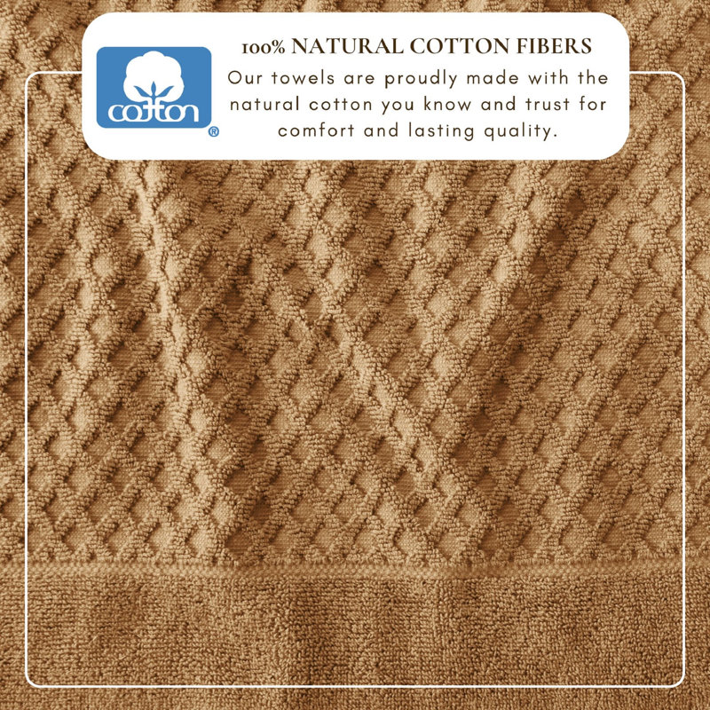 Ultra-Soft & Absorbent 100% Cotton Towel Set, Hand Towels - 6 Pack, Mocha Diamond