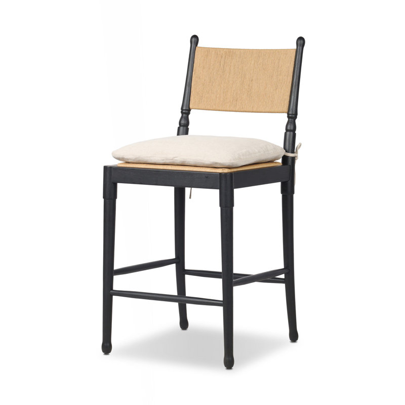 Fayth Stool with Cushion, Counter Stool (25.5” Seat Height)”, Stained Black Ash Frame