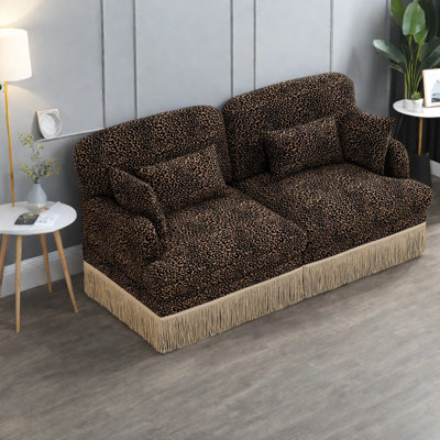 Canapé modulaire profond en chenille à imprimé léopard
