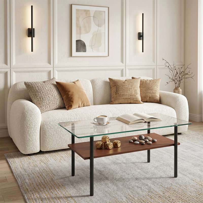 Modern glass coffee table, Clear / Black