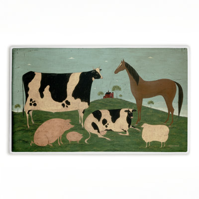 Friend Indeed Farm Animals Printed Plush Bath Mat and Bath Rug, design by Warren Kimble, 18"x30"